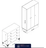 دولاب ملابس أبيض اللون و وحدة أدراج Stella-WD02 - الصورة 3