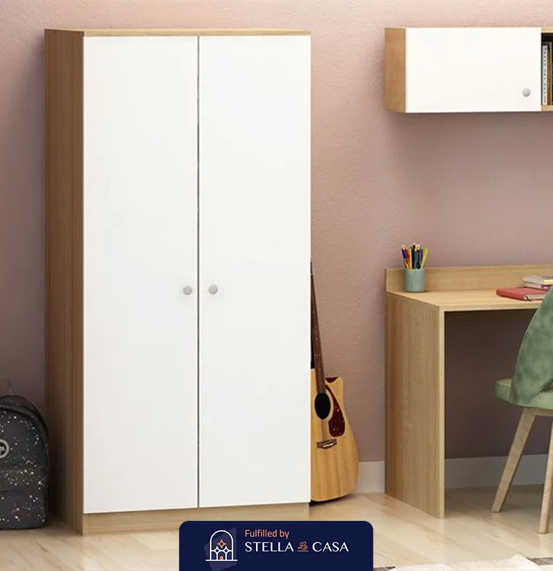 ستيلا WD54 33 دولاب ملابس ابيض و خشبي Stella-WD54 - الصورة 1