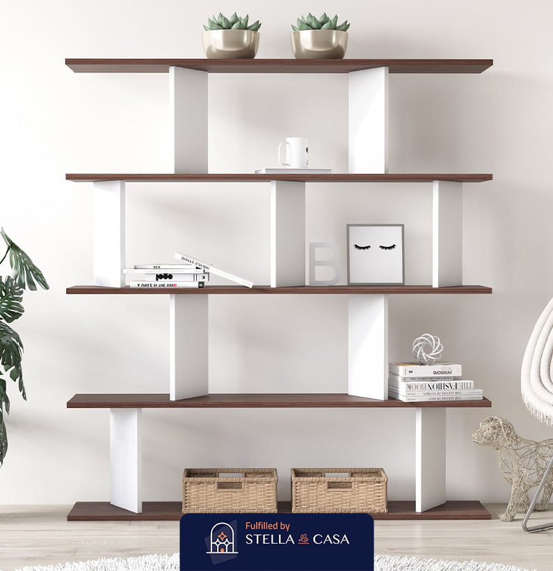 مودرن　La　Stella　Stella-BS17　Casa　و　خشبي　مكتبة　ابيض
