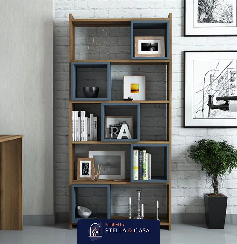 STELLA- sh06 مكتبة مودرن خشبي و رمادي Stella-SH06 - الصورة 1